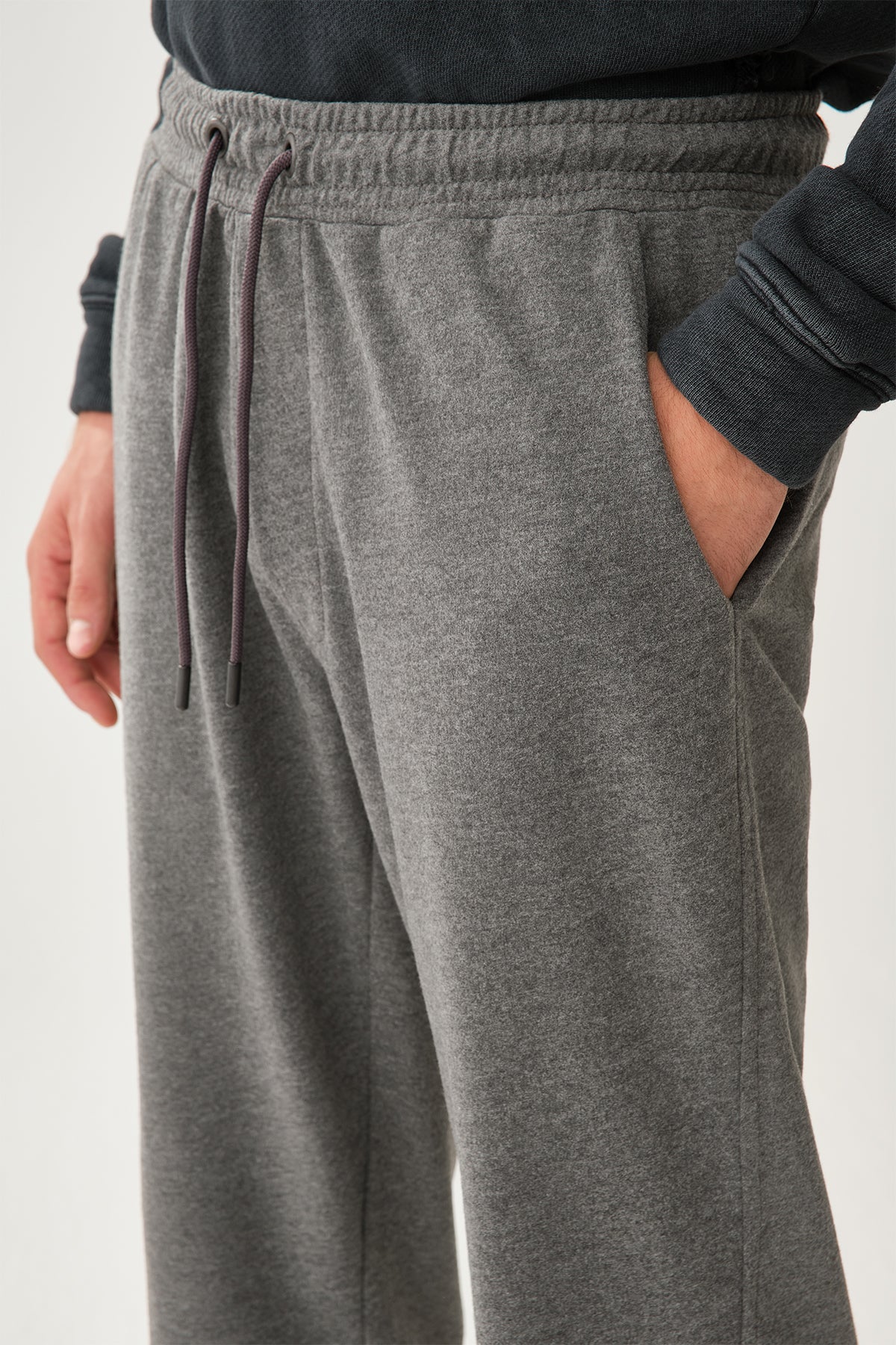 GREY MELANGE TRACKSUIT BOTTOM