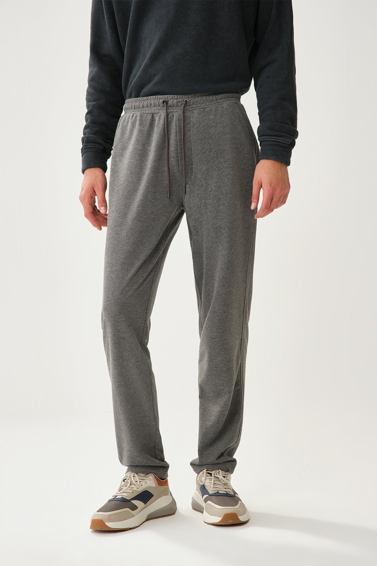 GREY MELANGE TRACKSUIT BOTTOM