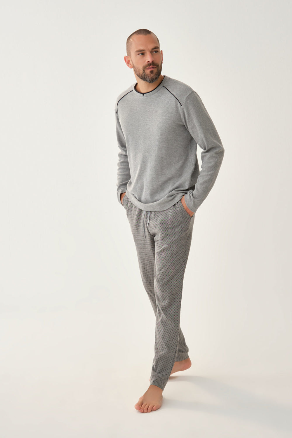 GREY MELANGE PYJAMA SET