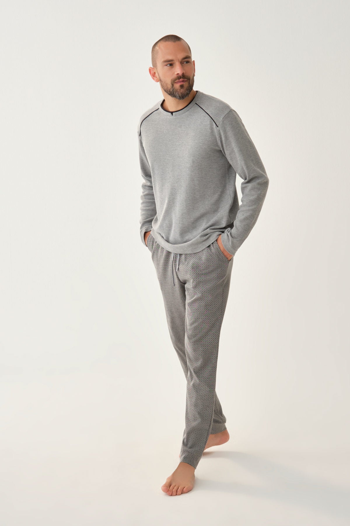GREY MELANGE PYJAMA SET