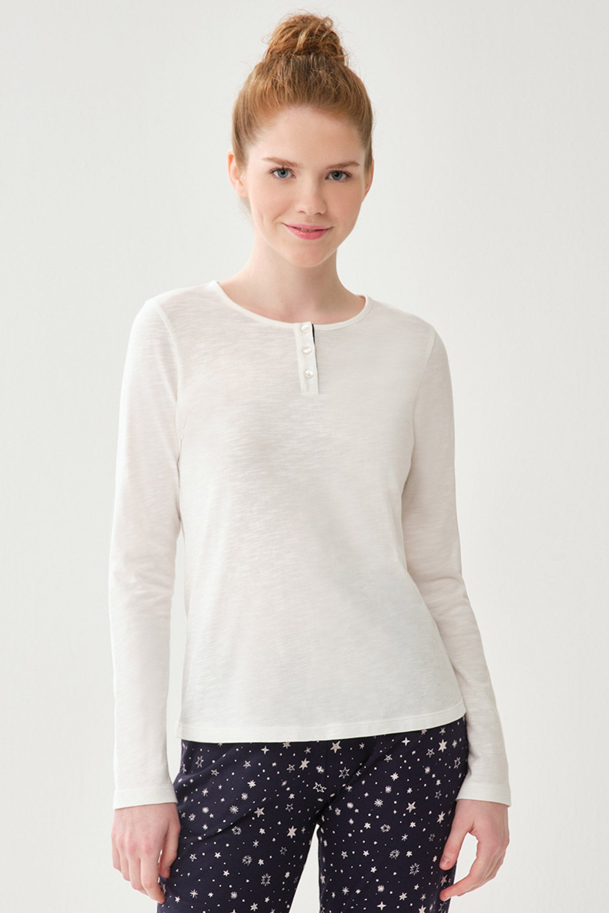 WHITE PYJAMA TOP