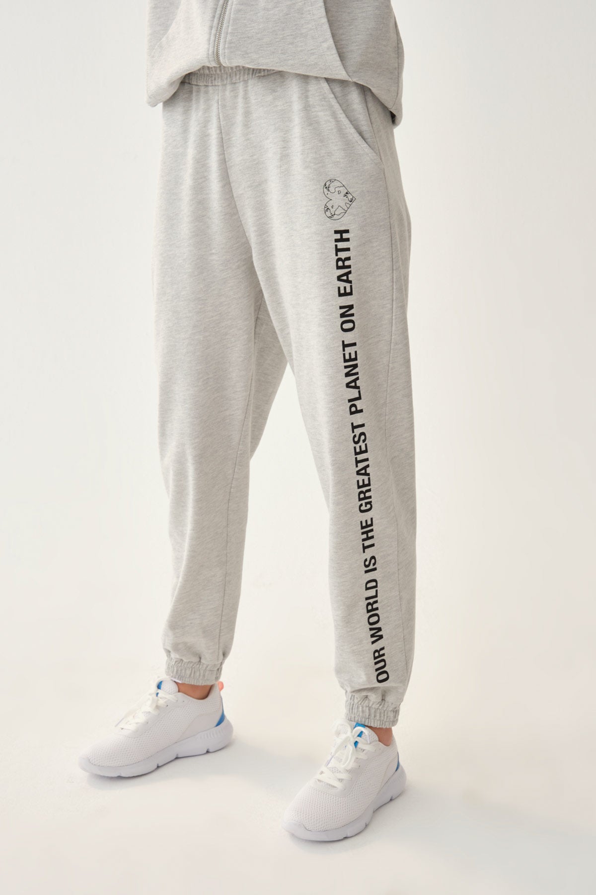 GREY MELANGE TRACKSUIT BOTTOM