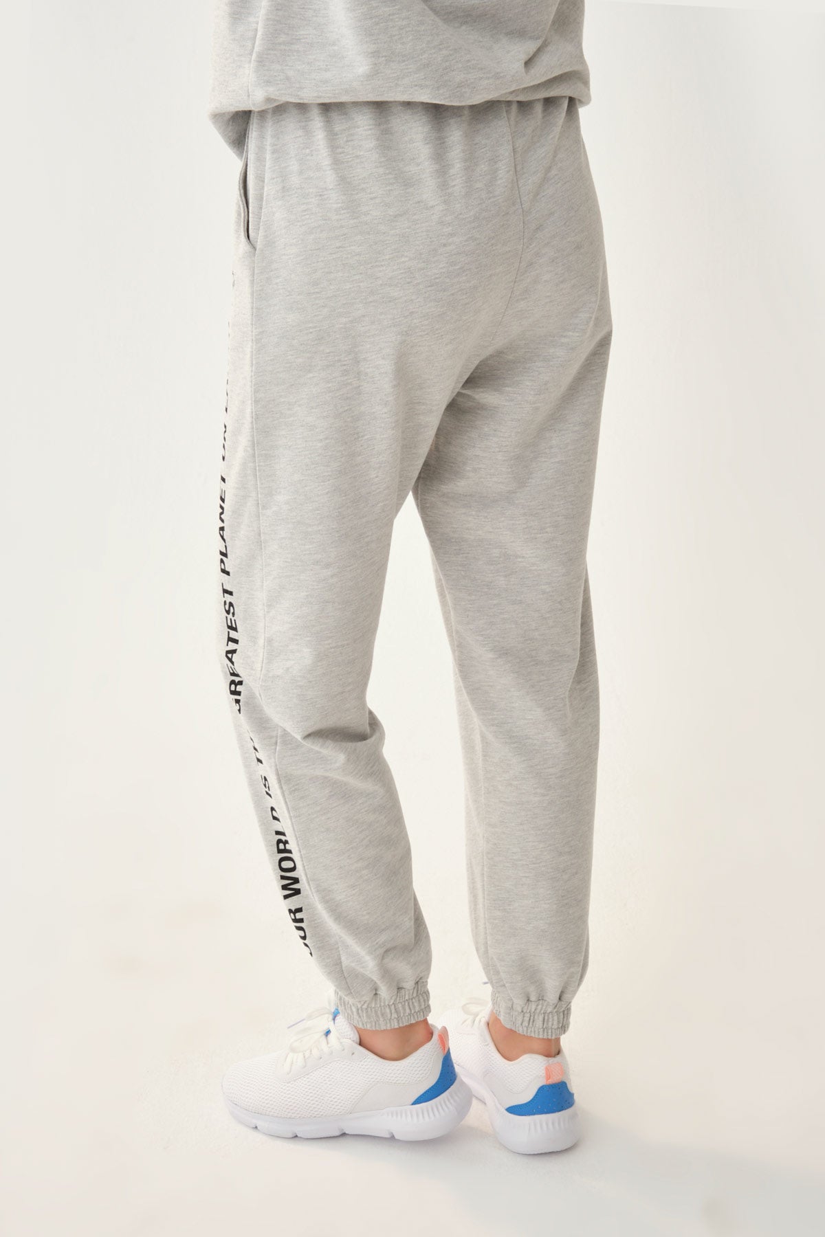 GREY MELANGE TRACKSUIT BOTTOM