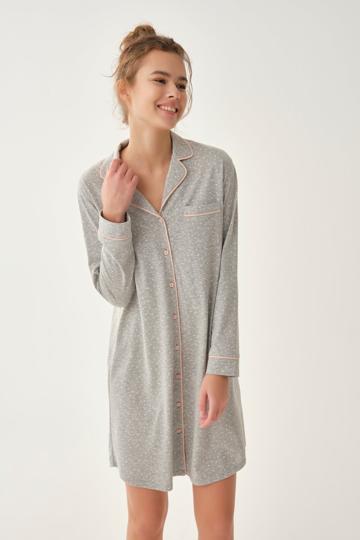 GREY MELANGE NIGHTIE