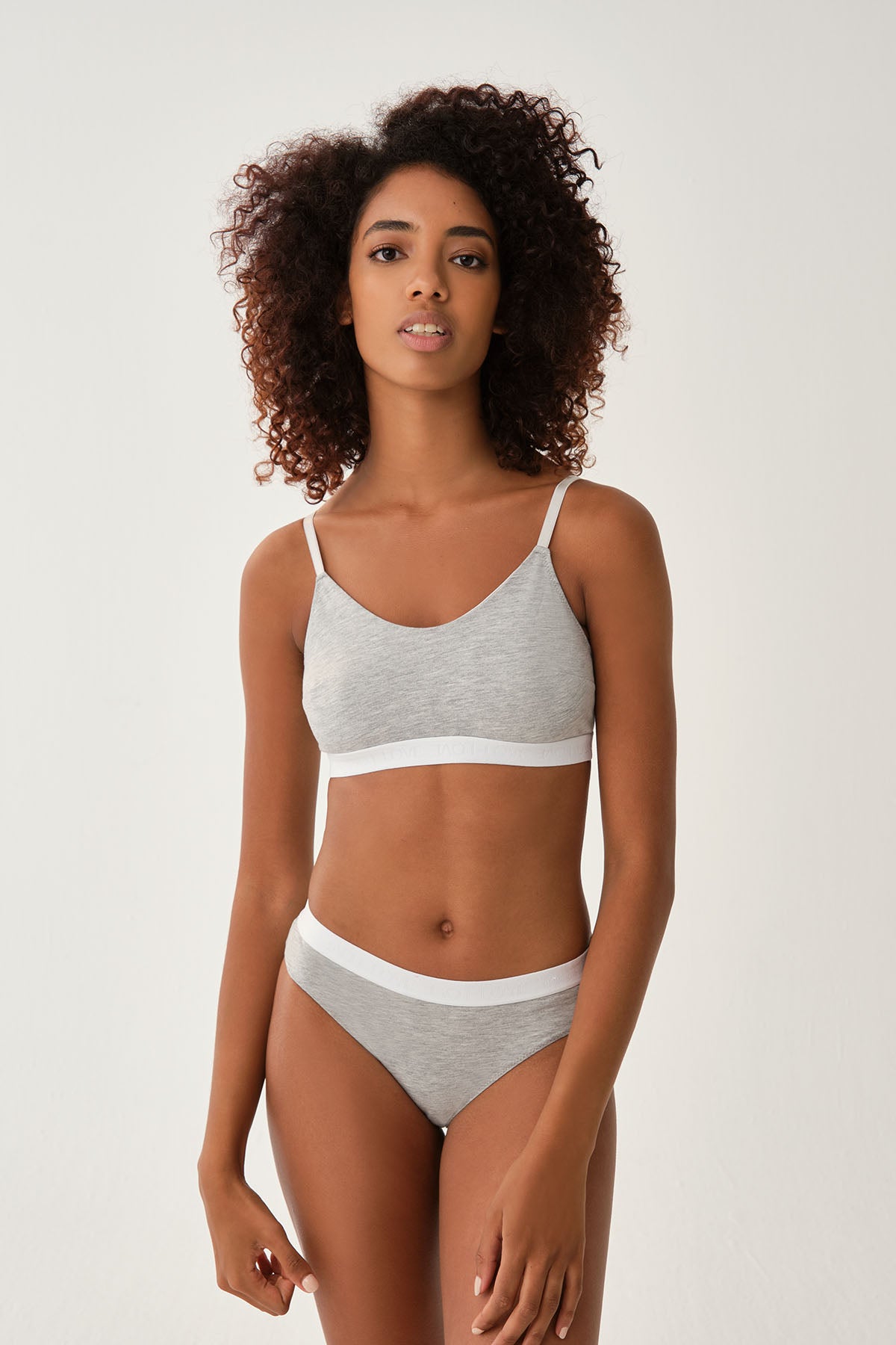 Gri Melanj Atma Kaplı Balensiz Sporcu Sütyeni