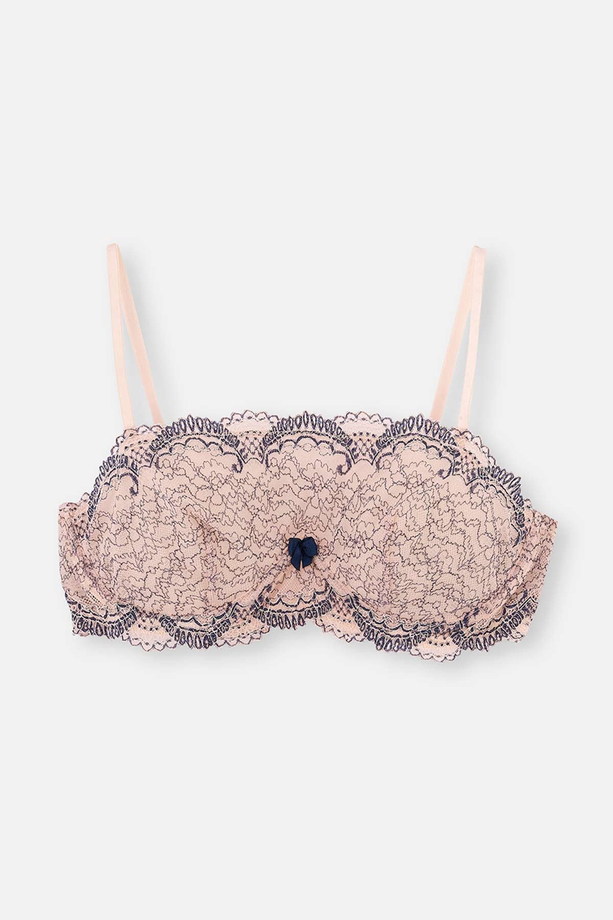 Pembe Balenli Dantelli Bralet Sütyen