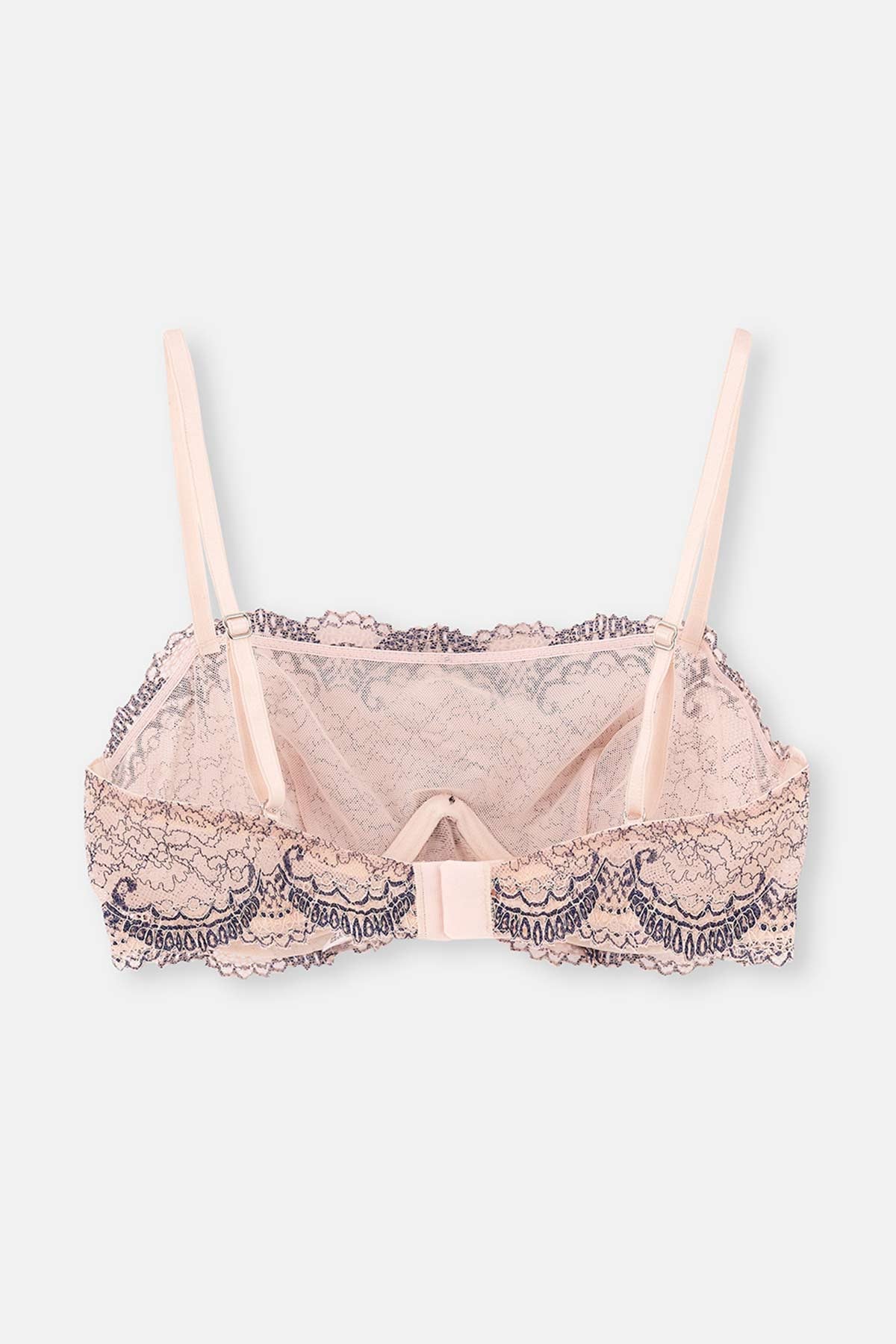 Pembe Balenli Dantelli Bralet Sütyen