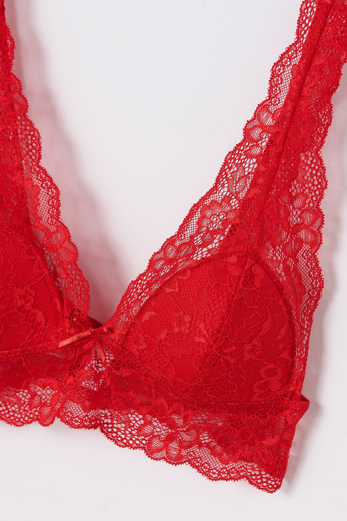 Kırmızı Balensiz Dantelli Bralet Sütyen