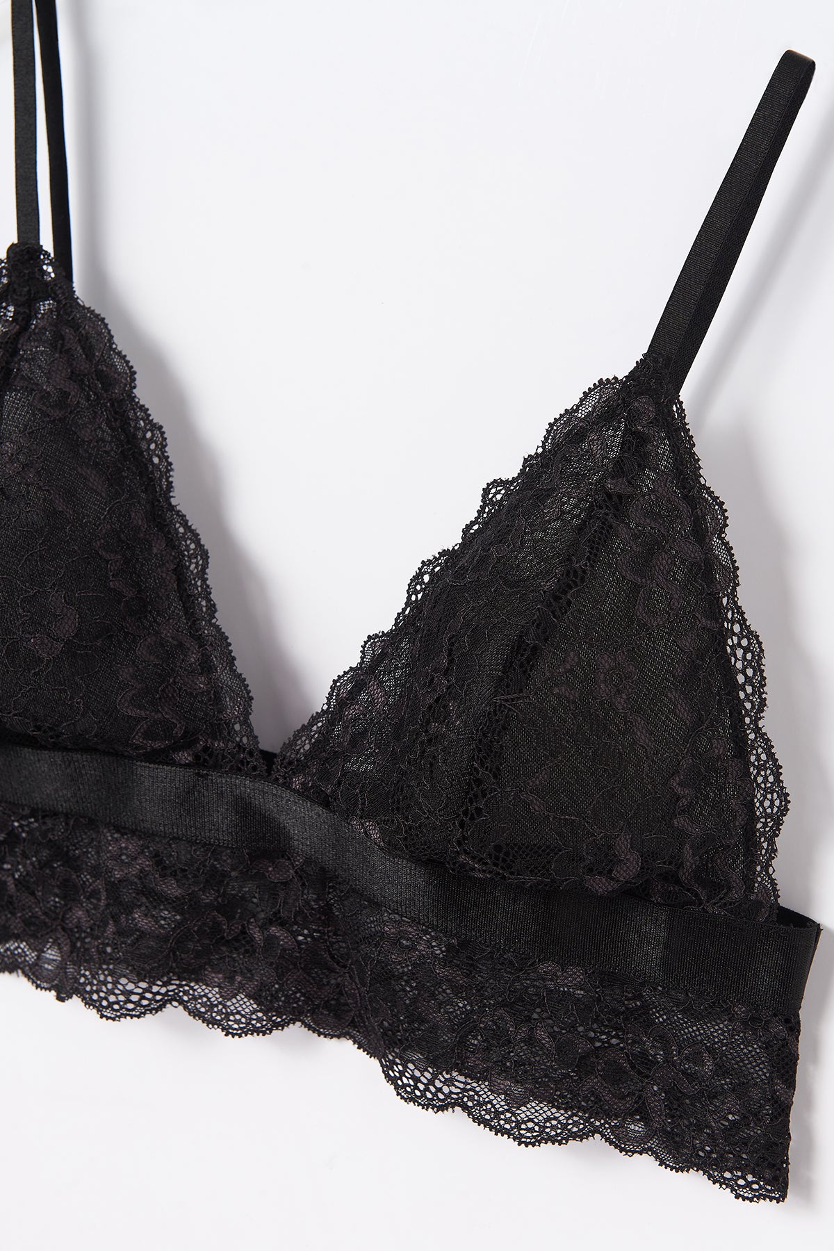 Siyah Balensiz Kapsız Dantelli Sütyen