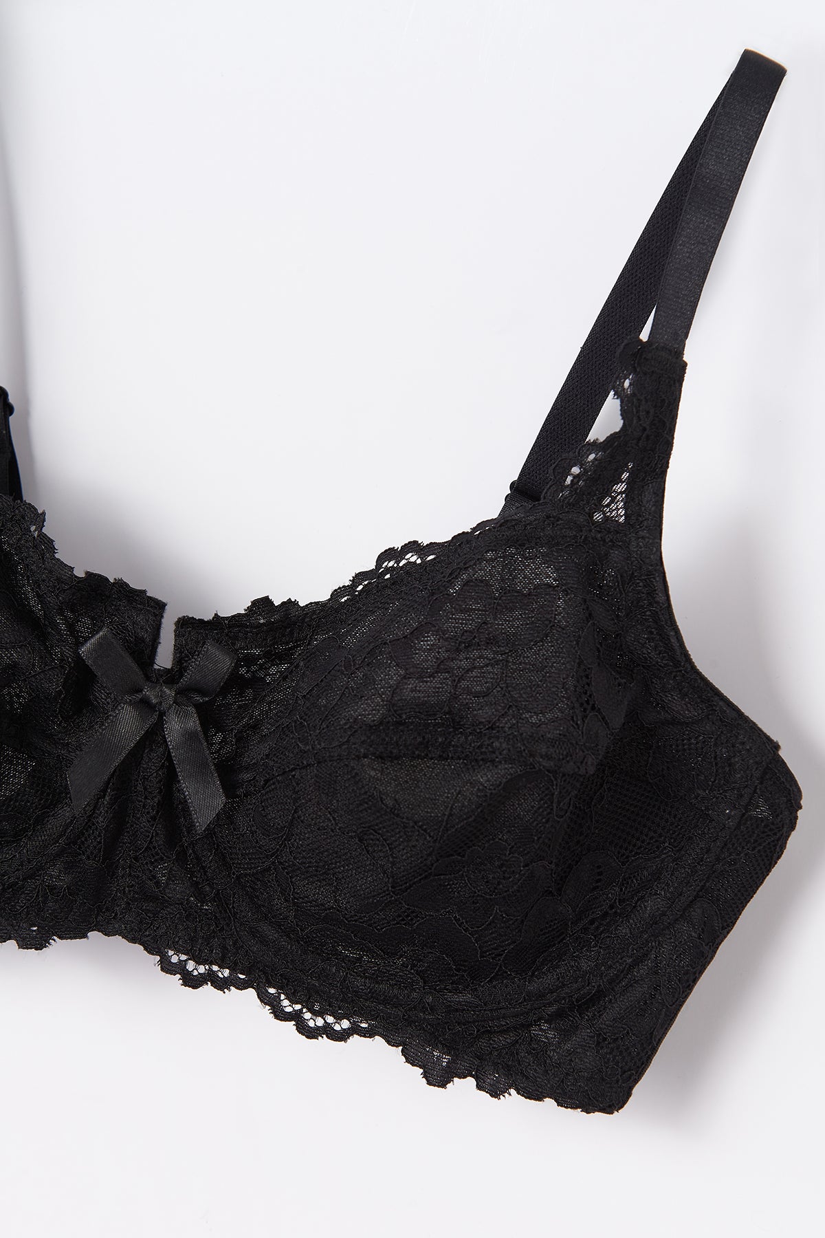 Siyah Balenli Dantelli Toparlayıcı Sütyen