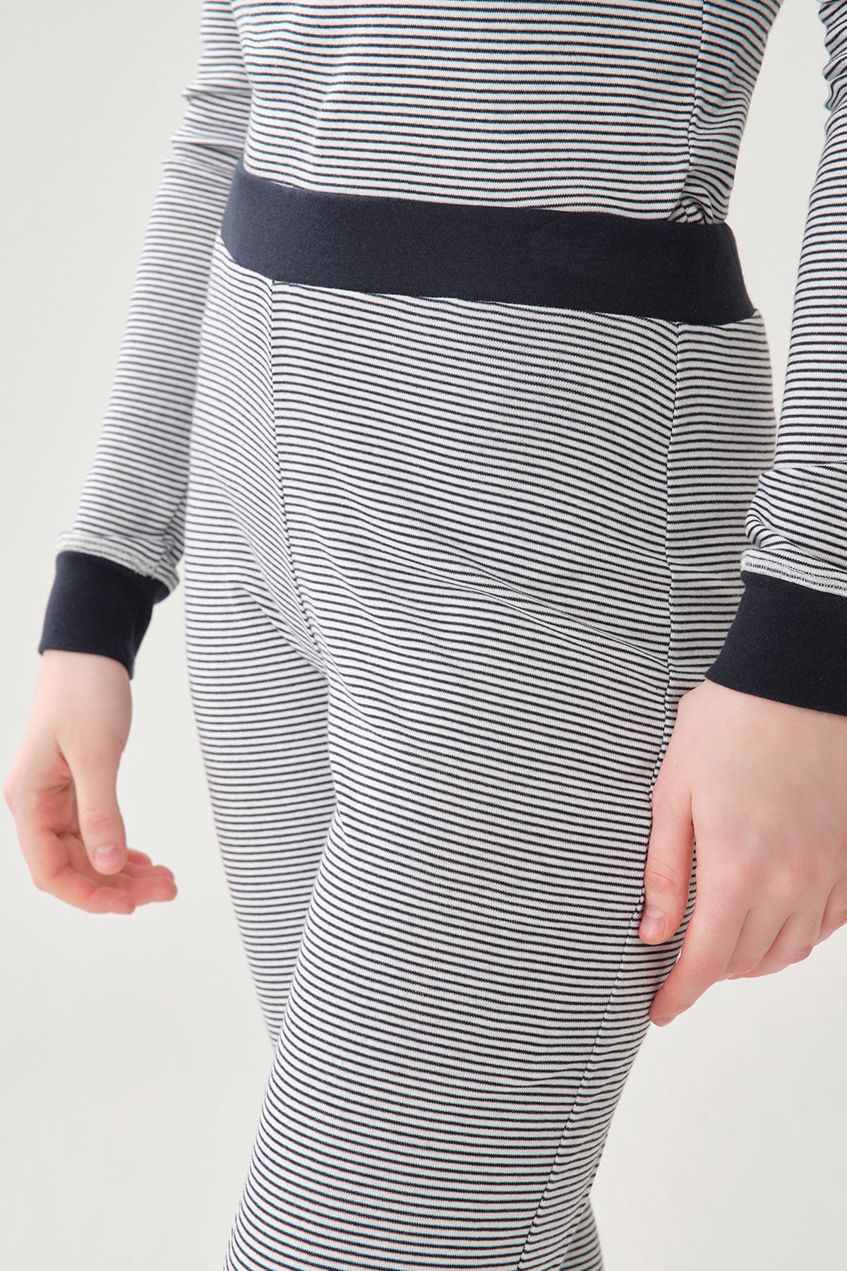 Lacivert Çizgi Desenli Pamuklu Pijama Altı