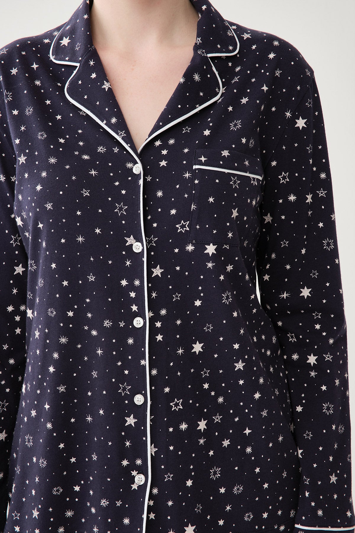 NAVY PYJAMA TOP