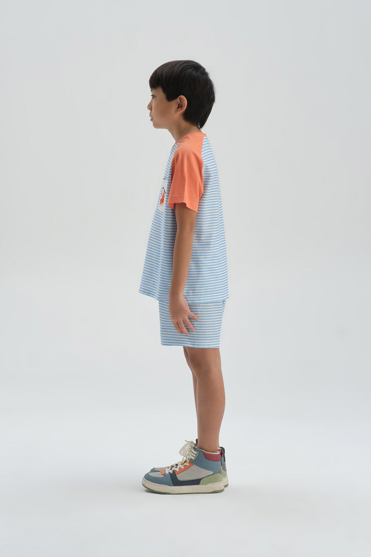 BLUE STRIPED SHORTS SET