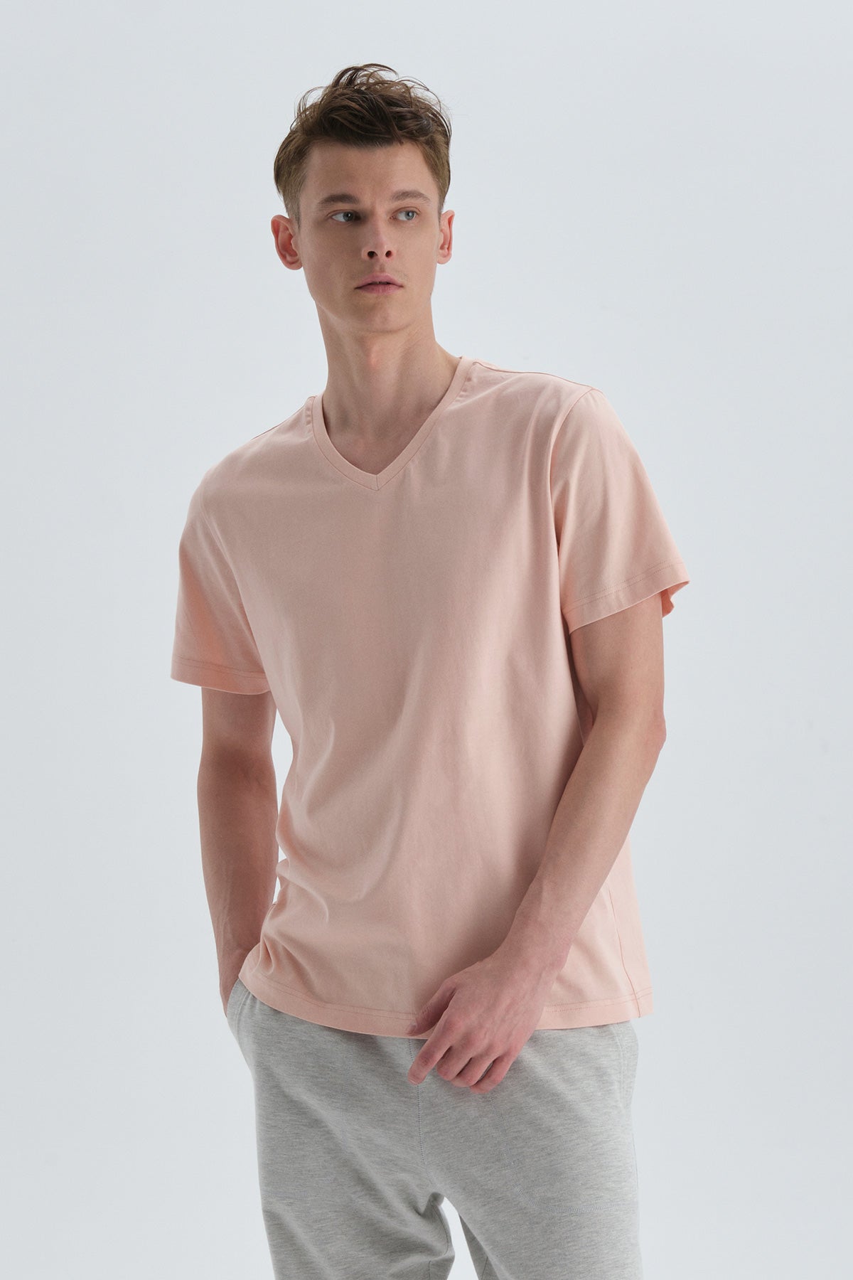 Somon Pamuk V Yaka T-Shirt