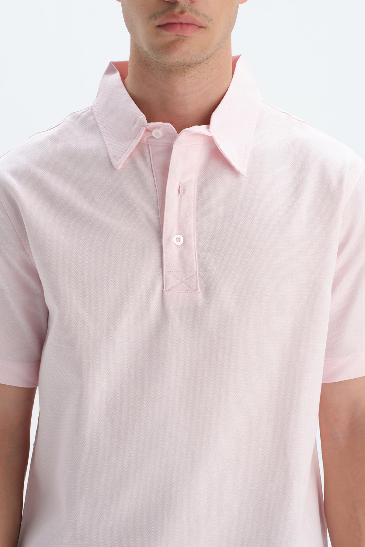 Pembe Pamuklu Polo Yaka T-Shirt