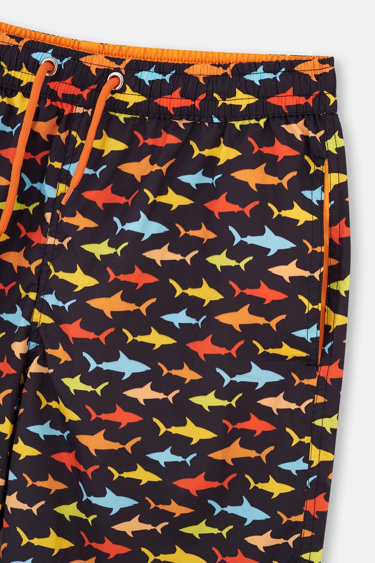 Lacivert Micro Orta Balık Desenli Şort