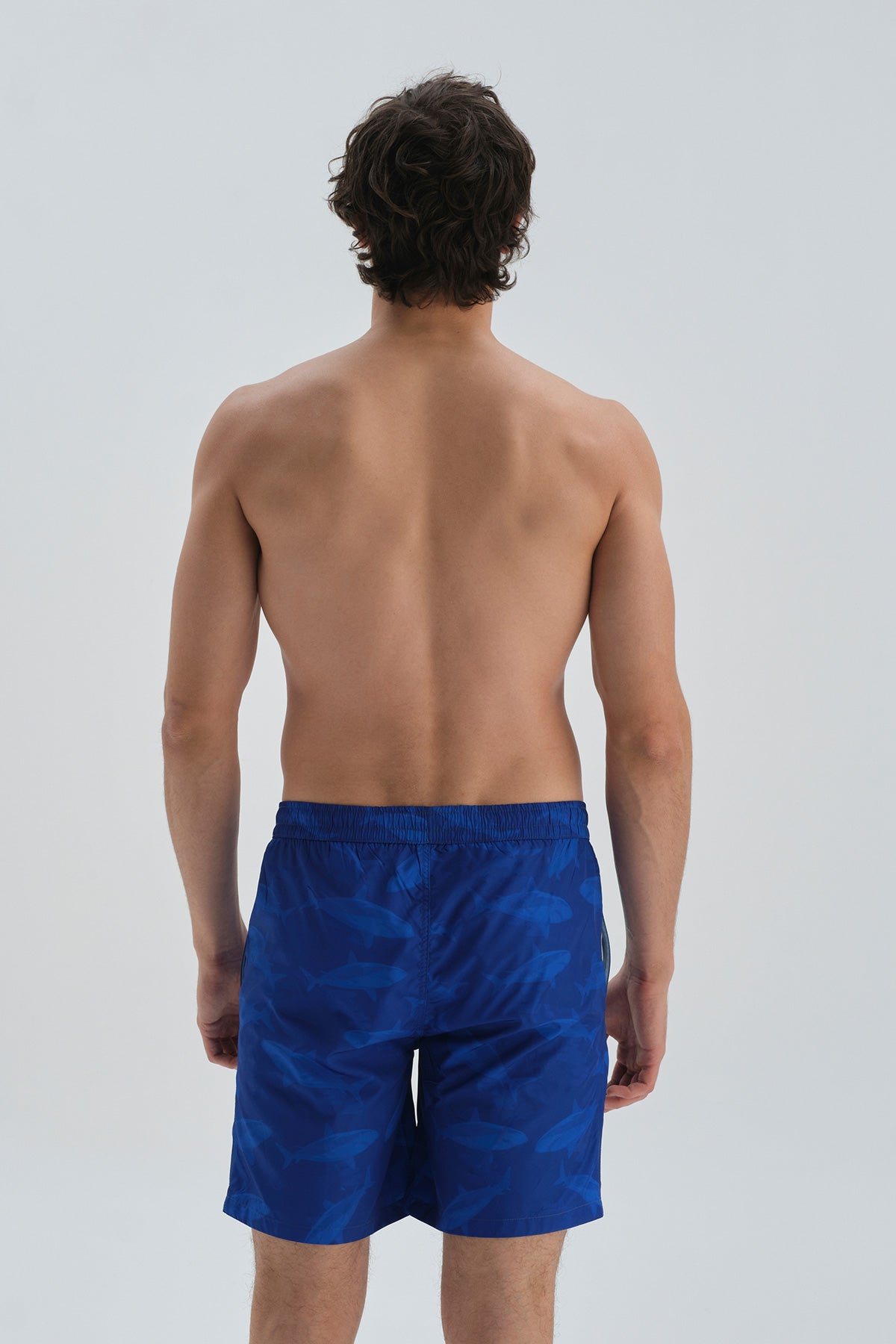 Sax Micro Uzun Balık Desenli Deniz Şortu