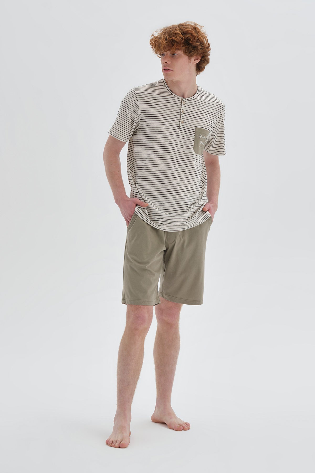 KHAKI SHORT PYJAMA SET