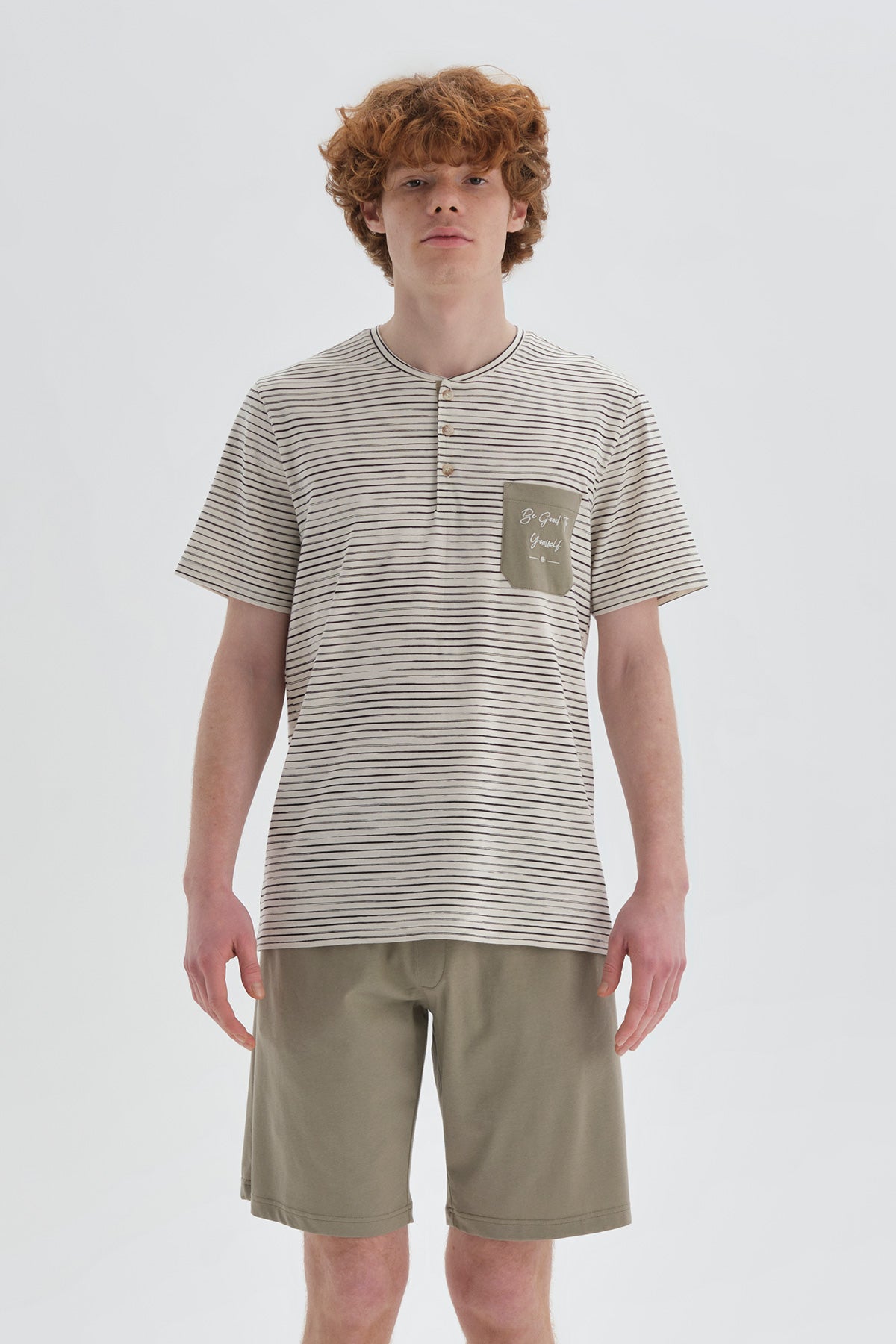 KHAKI SHORT PYJAMA SET