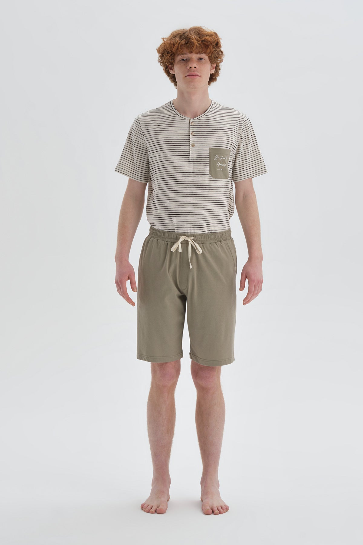 KHAKI SHORT PYJAMA SET