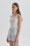 WHITE PRINTED SHORT