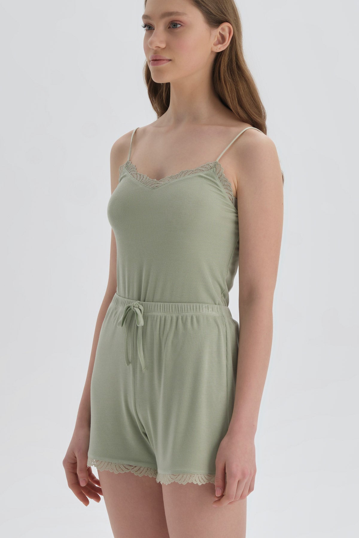 Yeşil Viskon Şort Pijama Altı