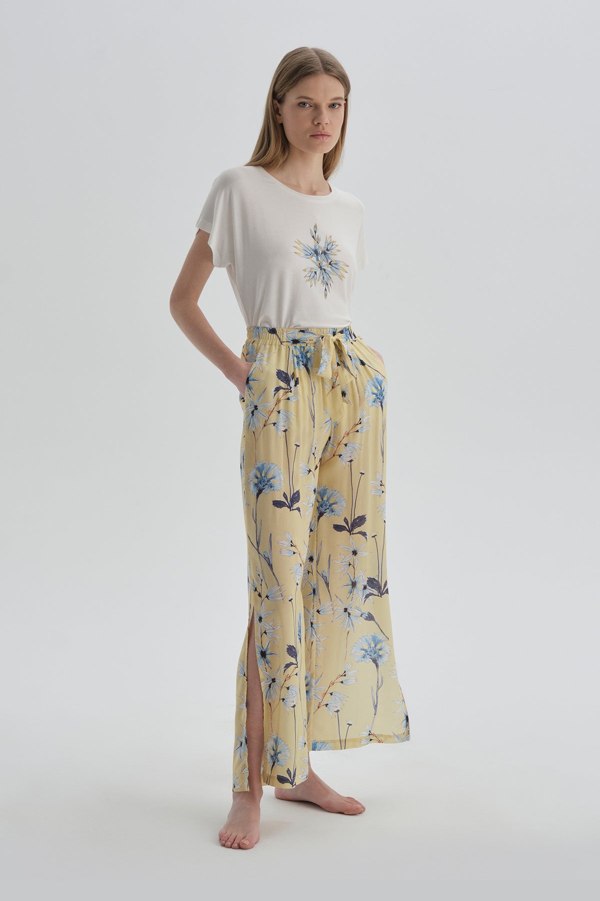 YELLOW PRINTED PYJAMA BOTTOM