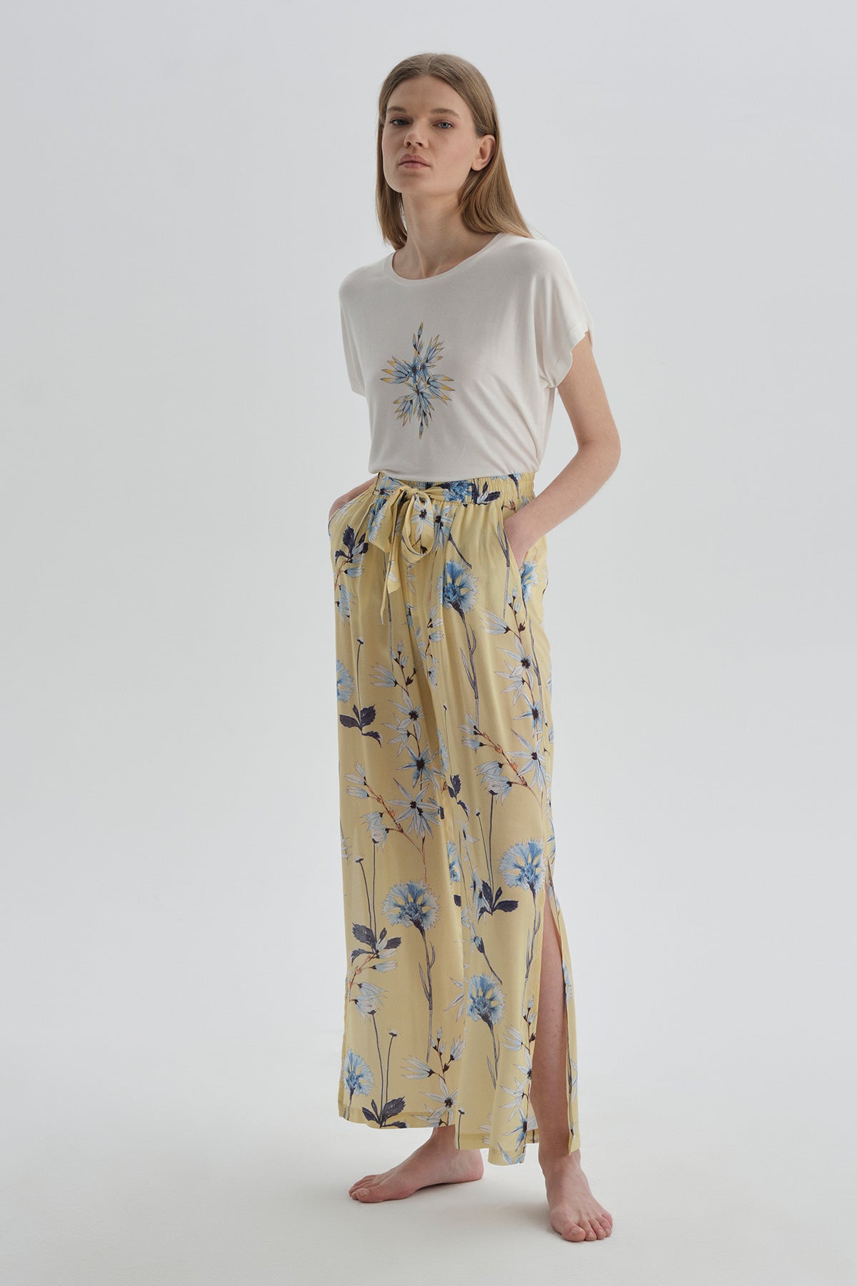 YELLOW PRINTED PYJAMA BOTTOM