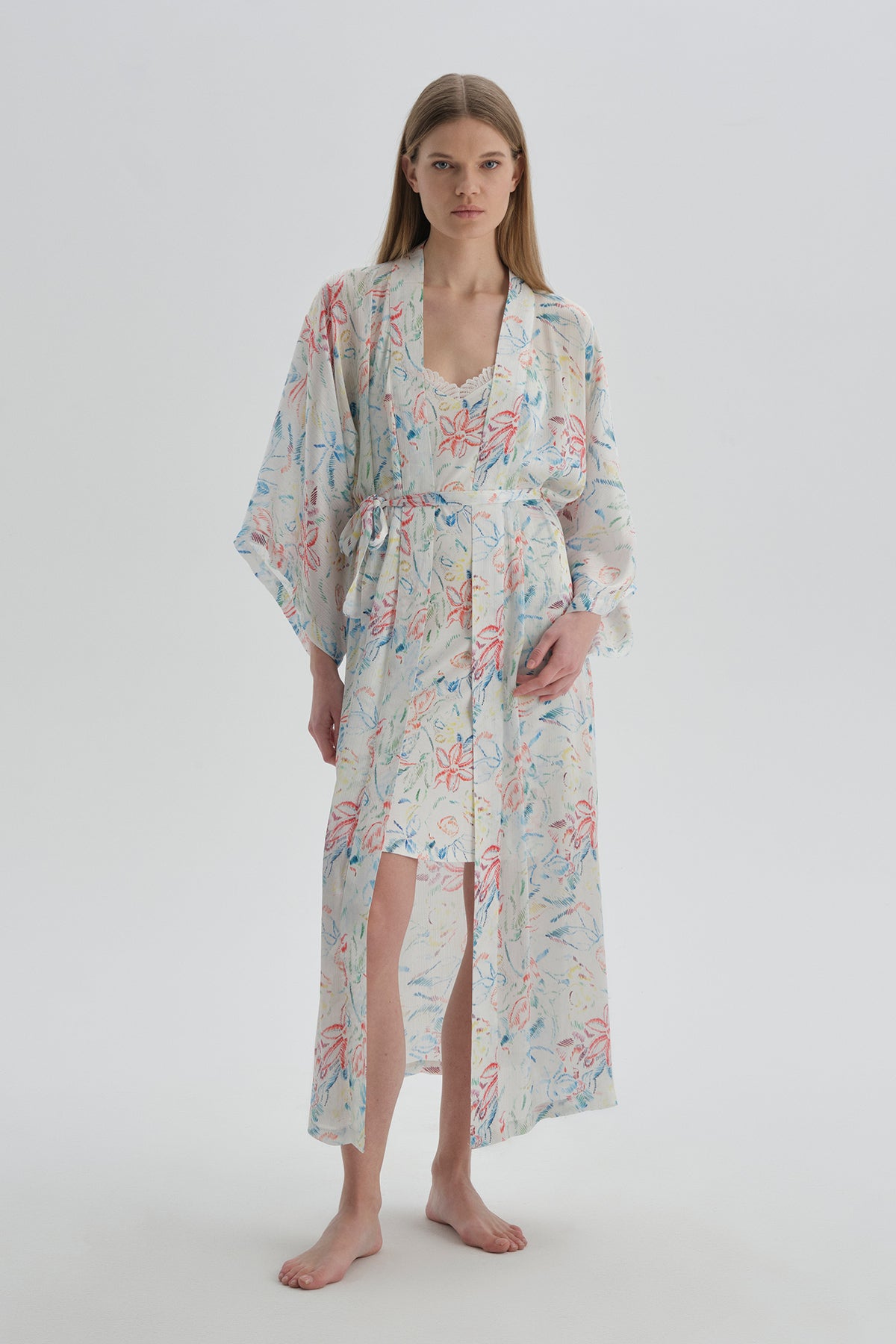 ECRU PRINTED ROBE