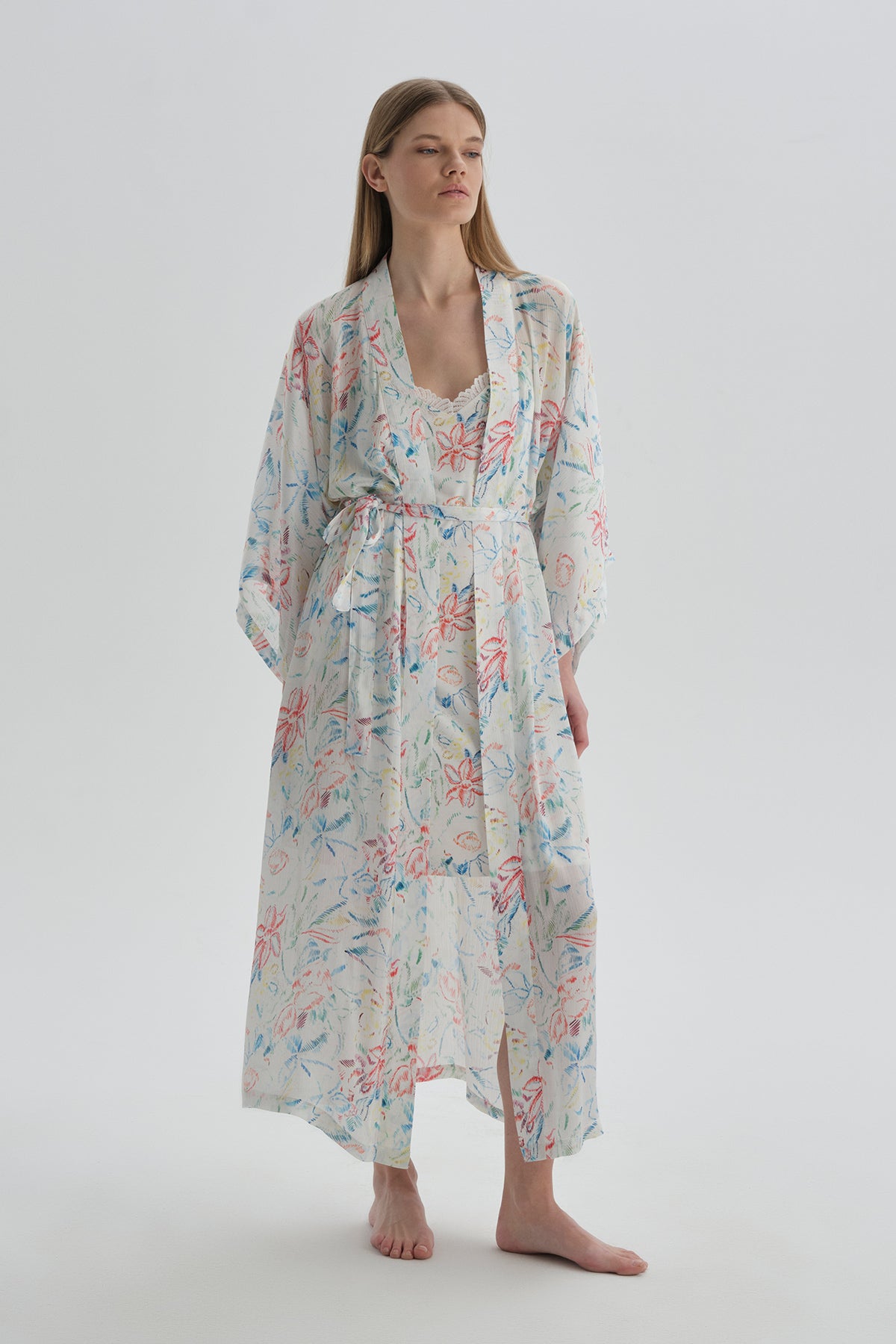 ECRU PRINTED ROBE