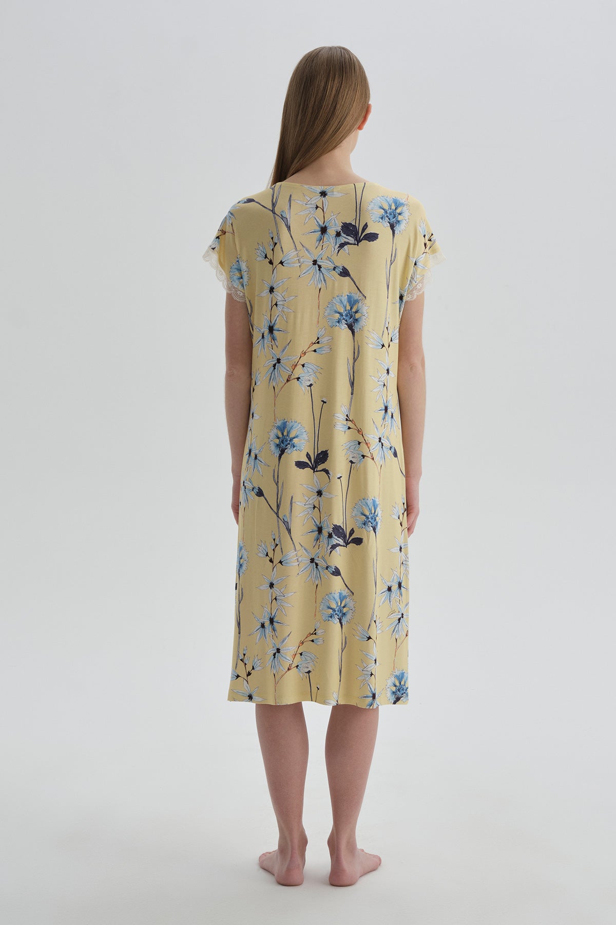 YELLOW PRINTED LOUNGEWEAR DRESS
