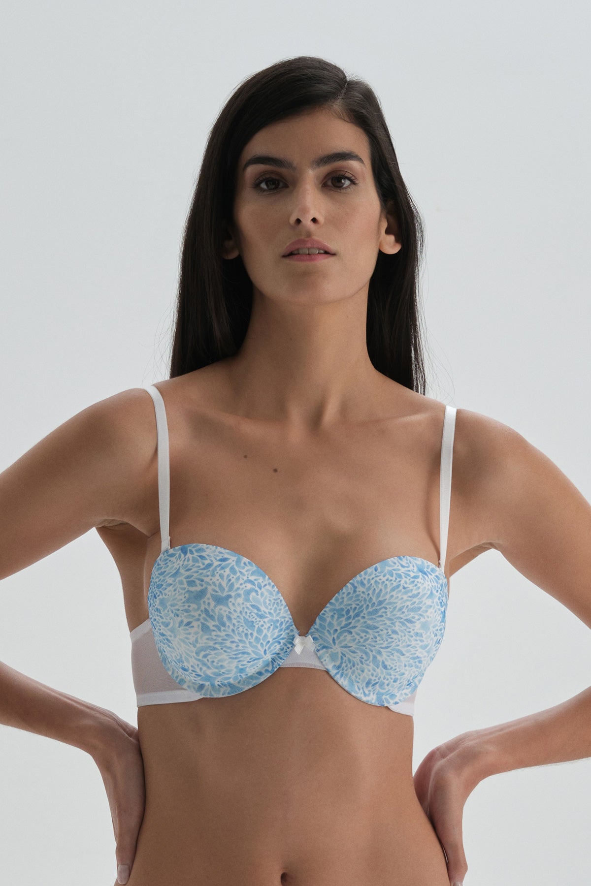 Mavi Dolgulu Balenli Sütyen