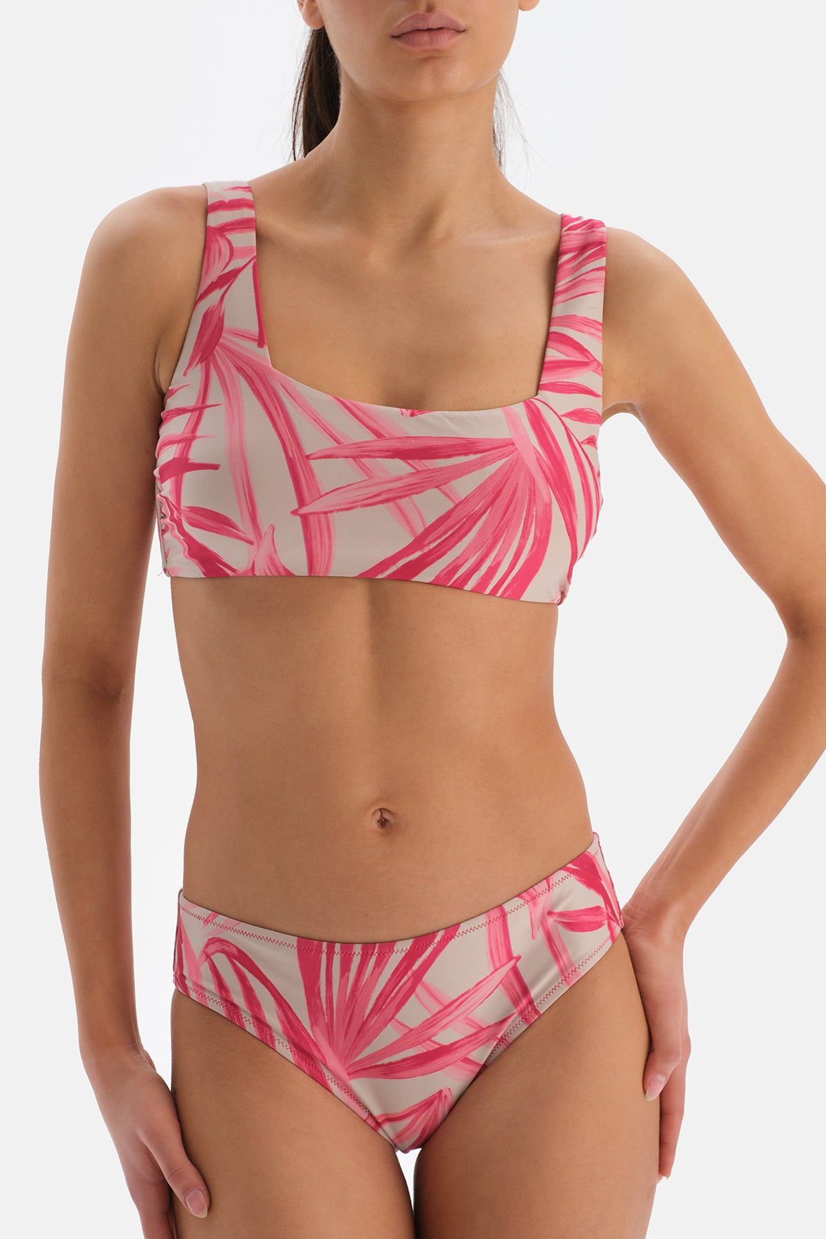 FUCHSIA - GREY BIKINI TOP