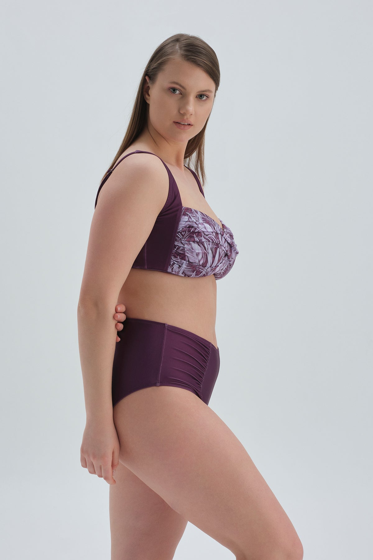 Bordo Maksimum Toparlayıcı Yüksek Bel Bikini Alt