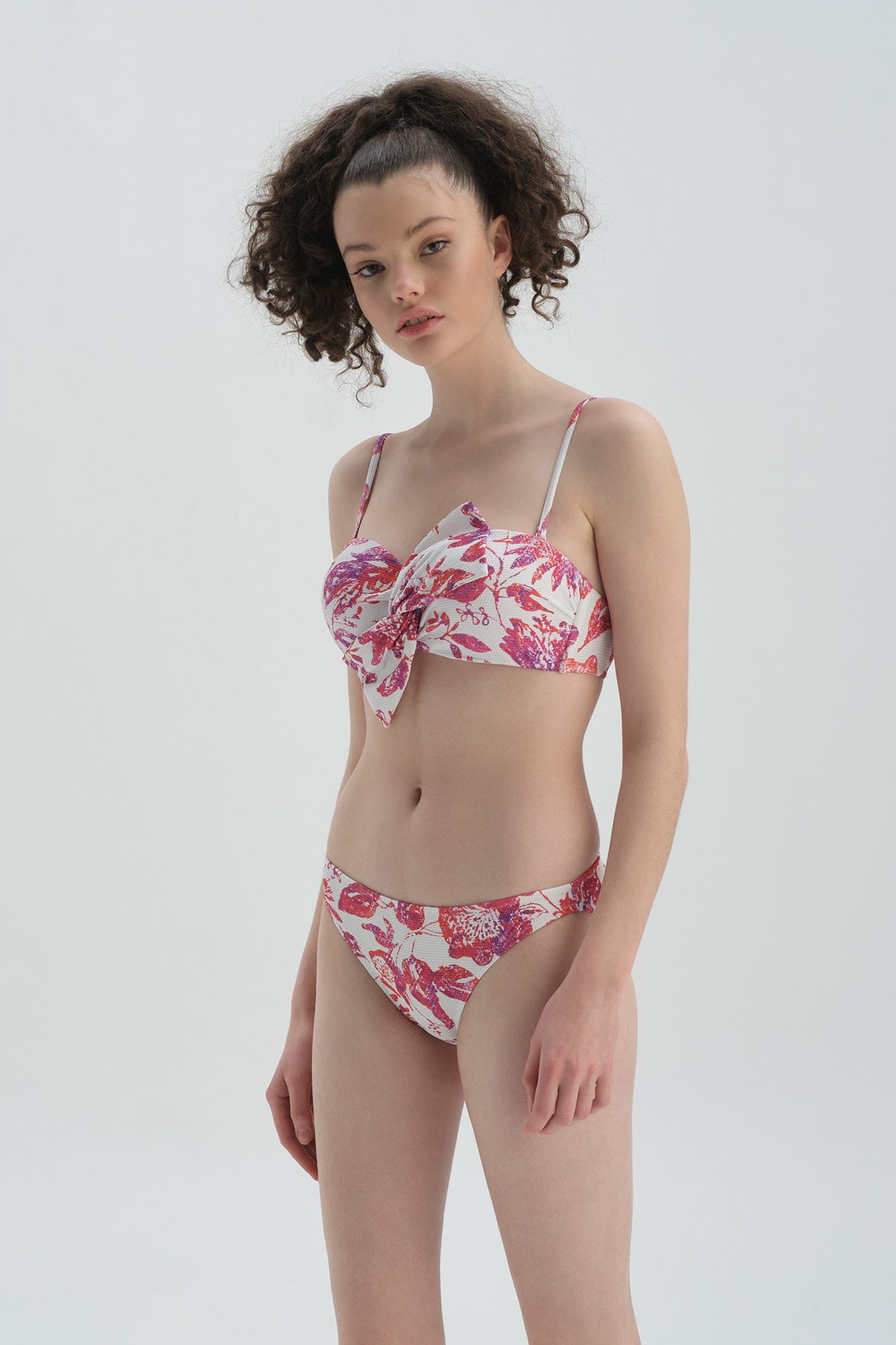 Fuşya - Beyaz Düşük Bel - Bikini Alt