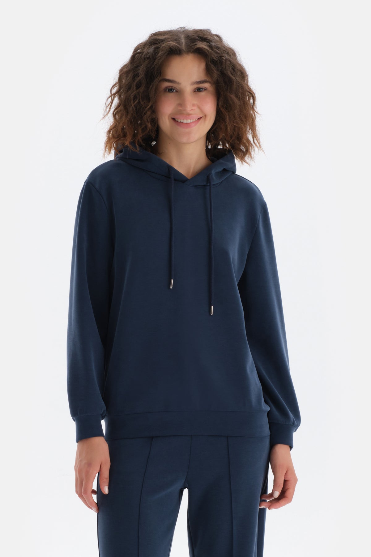 Indigo LONG SLEEVE HOODED SWEATSHIRT