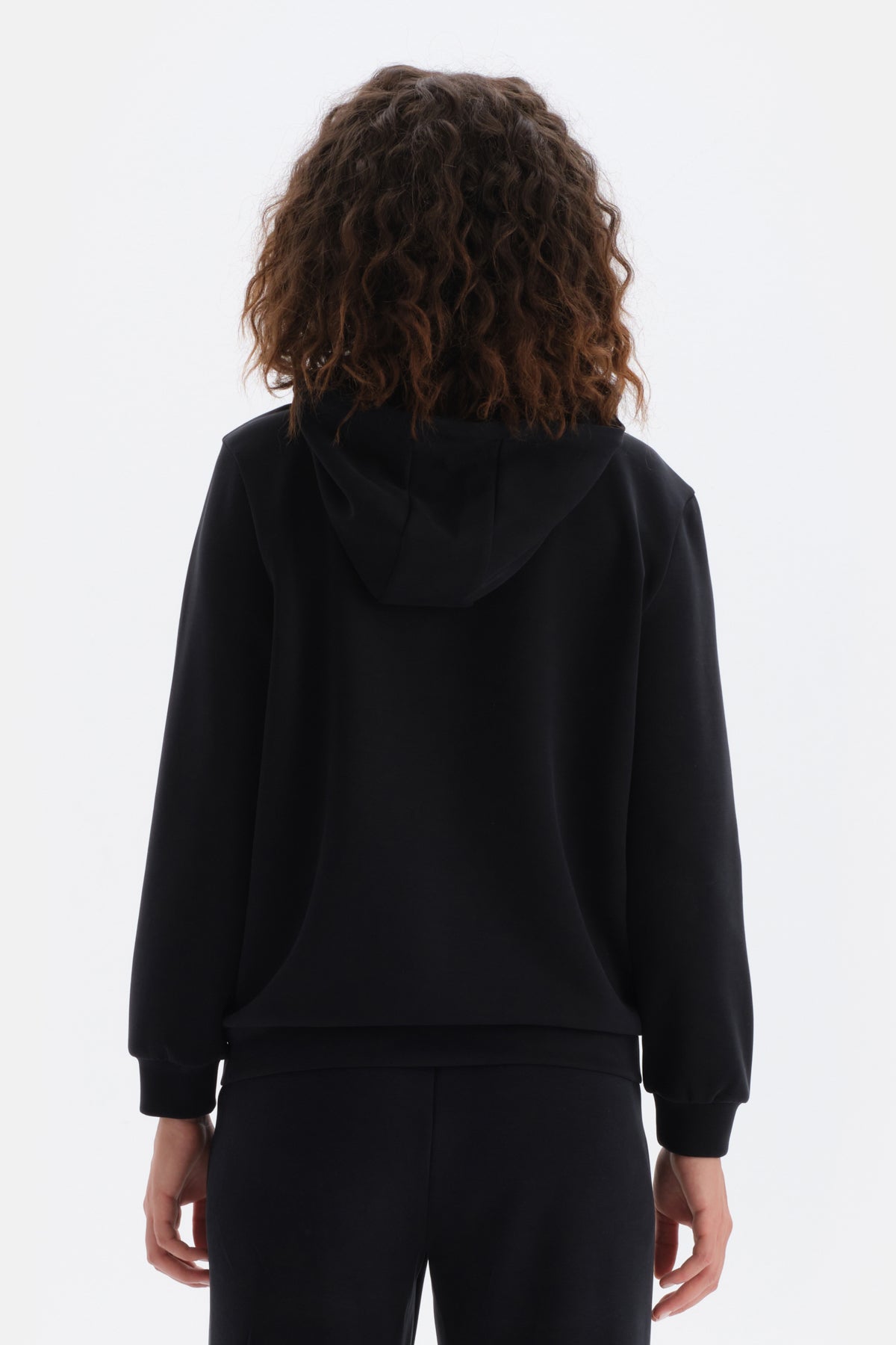 Black HOODED BASIC SWEATSHIRT