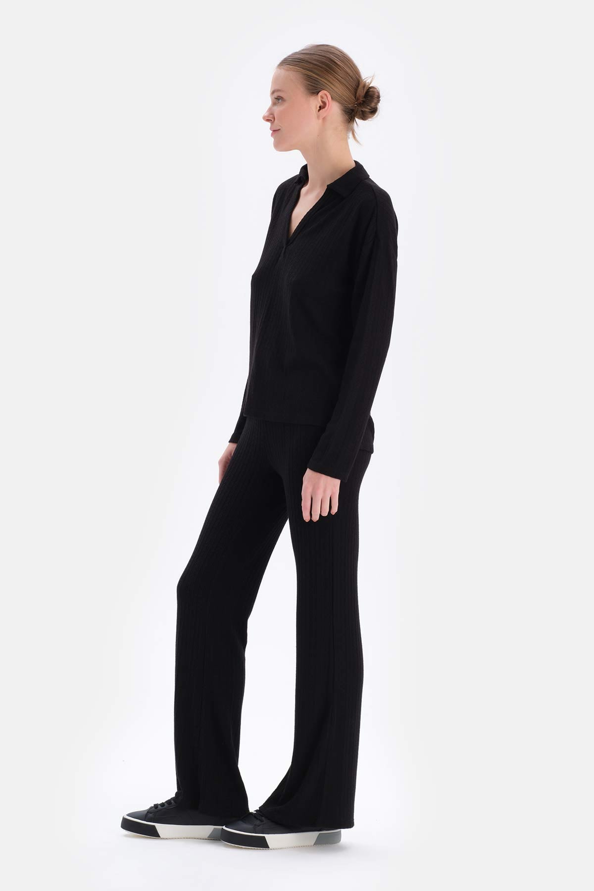 Black WIDE LEG TRACKSUIT BOTTOM