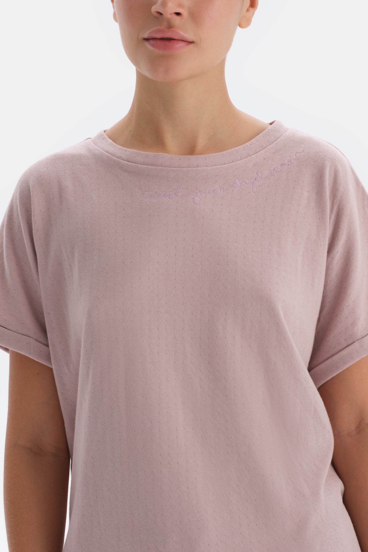 Light Pink SHORT SLEEVE OVERSIZED TOP JOGGER LOWER PAJAMAS SUIT