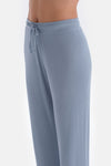 Blue RIBBED VISCOSE KNITTED PAJAMAS SET