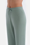 Green RIBBED VISCOSE KNITTED PAJAMAS SET