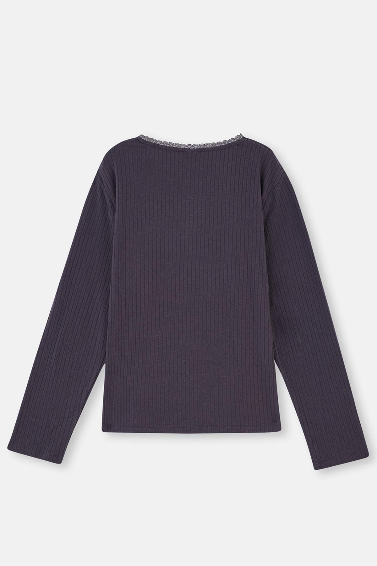 Anthracite LACE DETAILED VISCOSE PAJAMAS SUIT