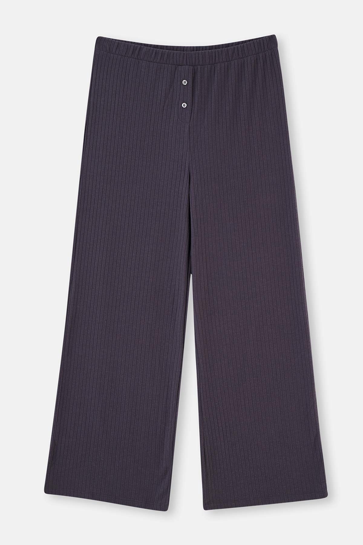 Anthracite LACE DETAILED VISCOSE PAJAMAS SUIT