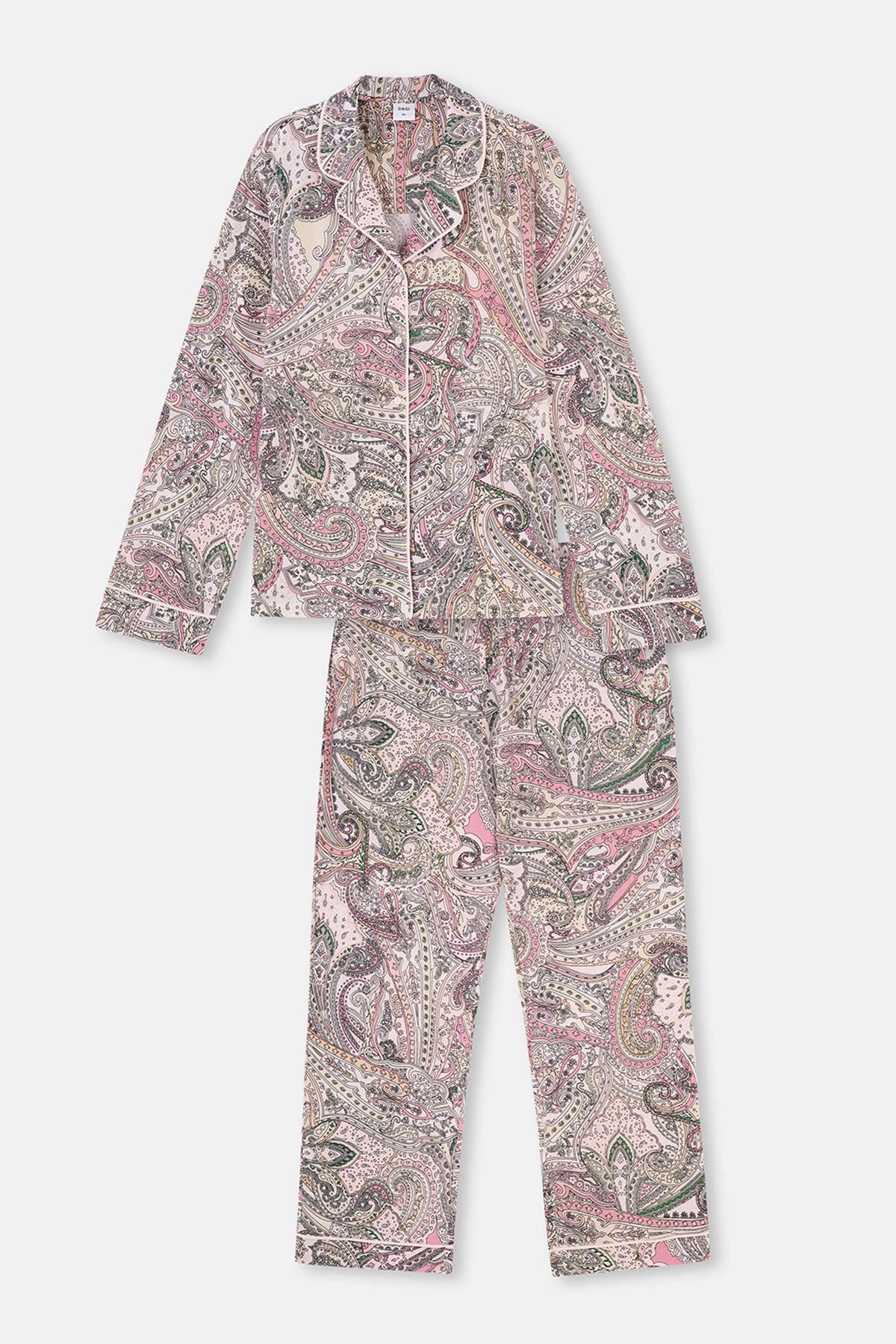 MULTICOLOR SHIRT COLLAR PAISLEY PATTERN KNITTED PAJAMAS SUIT