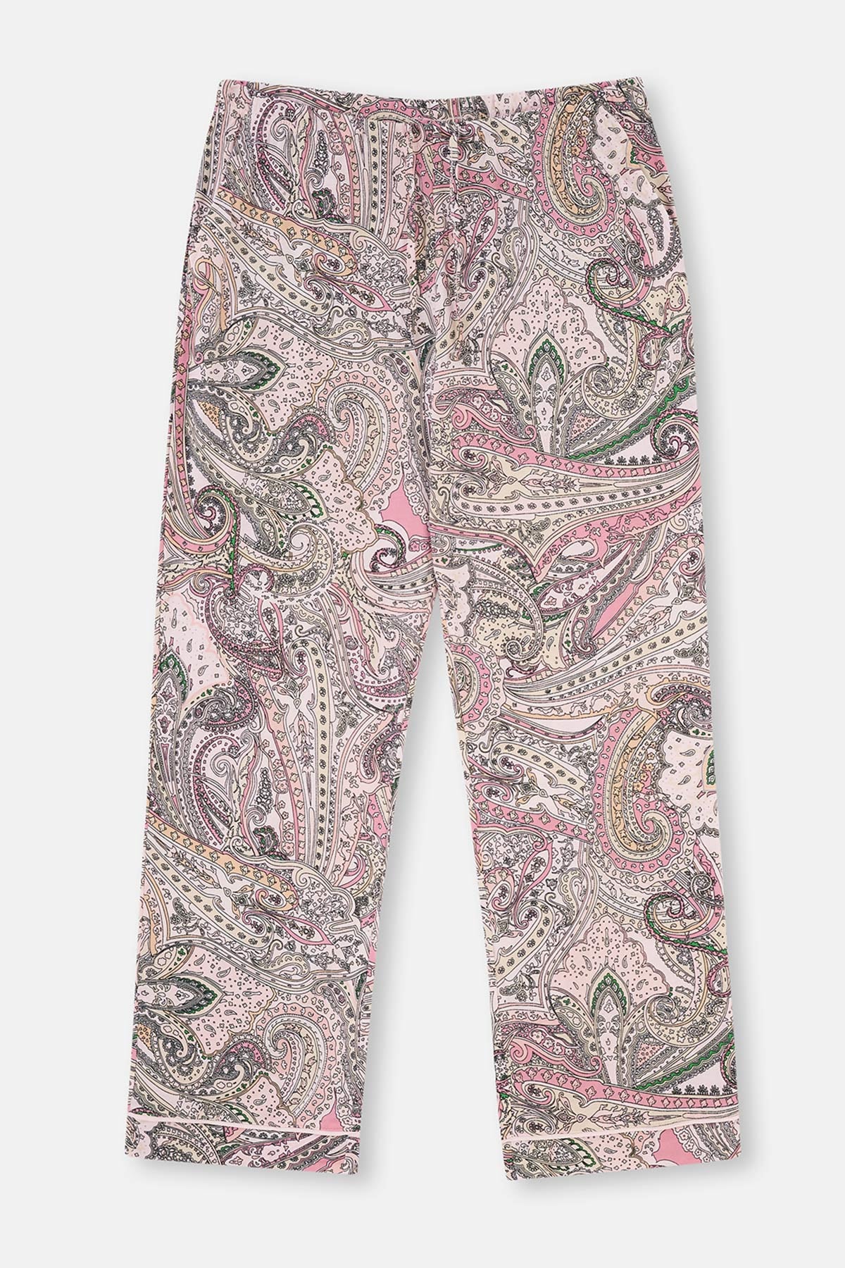 MULTICOLOR SHIRT COLLAR PAISLEY PATTERN KNITTED PAJAMAS SUIT