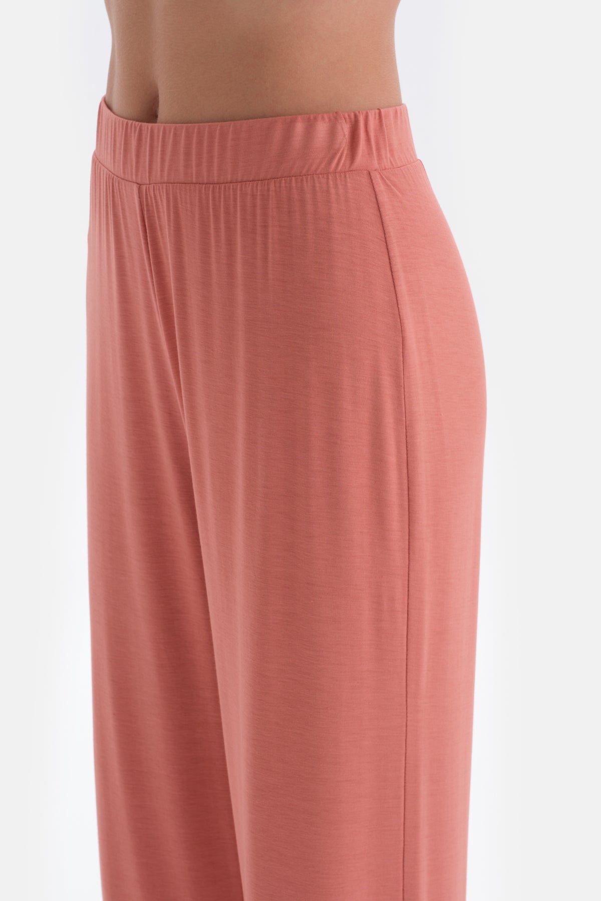 Terracotta COLLAR DETAILED LONG SLEEVE KNITTED PAJAMAS SUIT