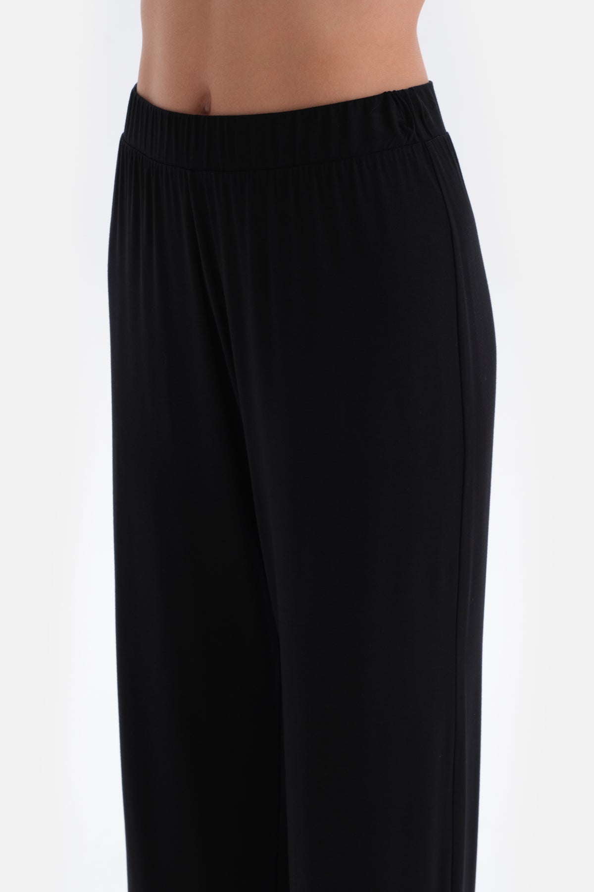 Black COLLAR DETAILED LONG SLEEVE KNITTED PAJAMAS SUIT