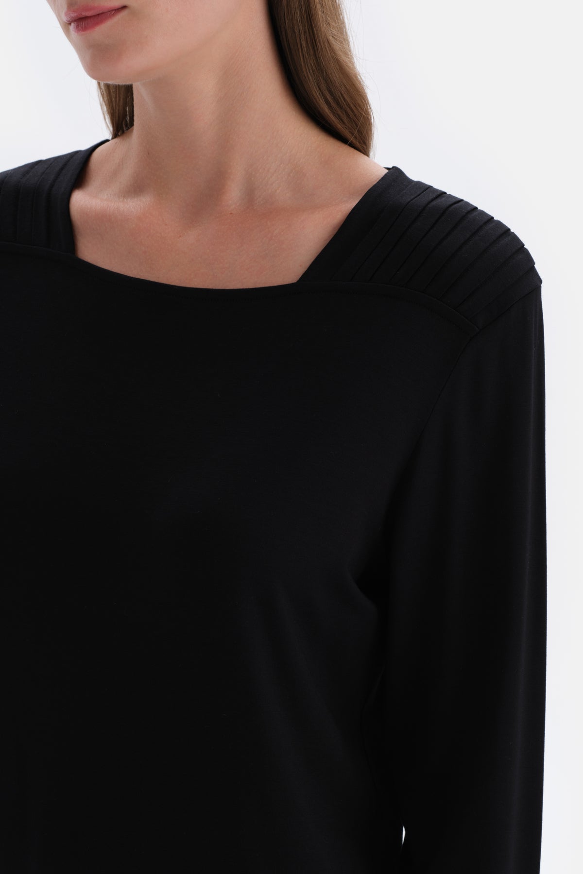 Black COLLAR DETAILED LONG SLEEVE KNITTED PAJAMAS SUIT