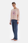 Salmon ANIMAL PRINT DETAILED LONG SLEEVE PAJAMAS SUIT