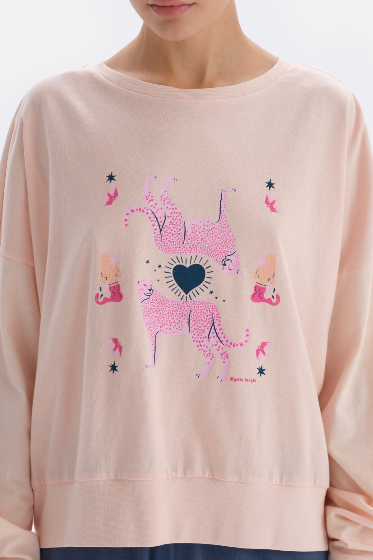 Salmon ANIMAL PRINT DETAILED LONG SLEEVE PAJAMAS SUIT